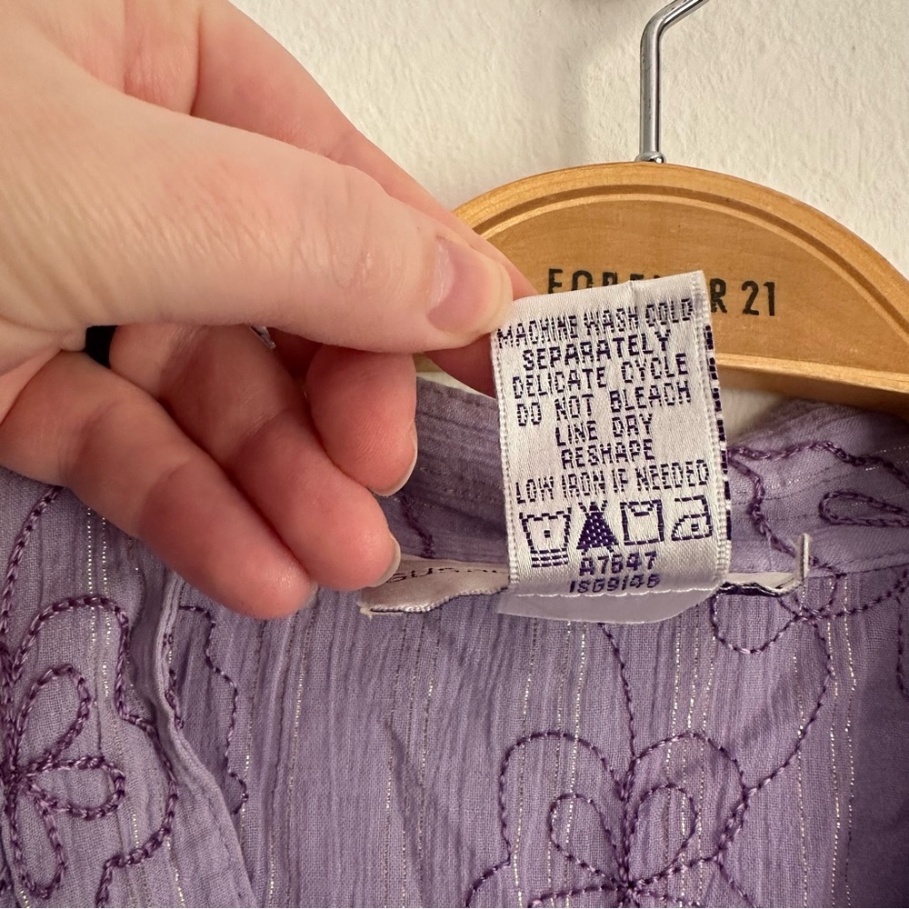 Vintage Susan Blouse Top Fairy Whimsigoth Embroidered Lilac Purple Long Floral - Picture 3 of 8